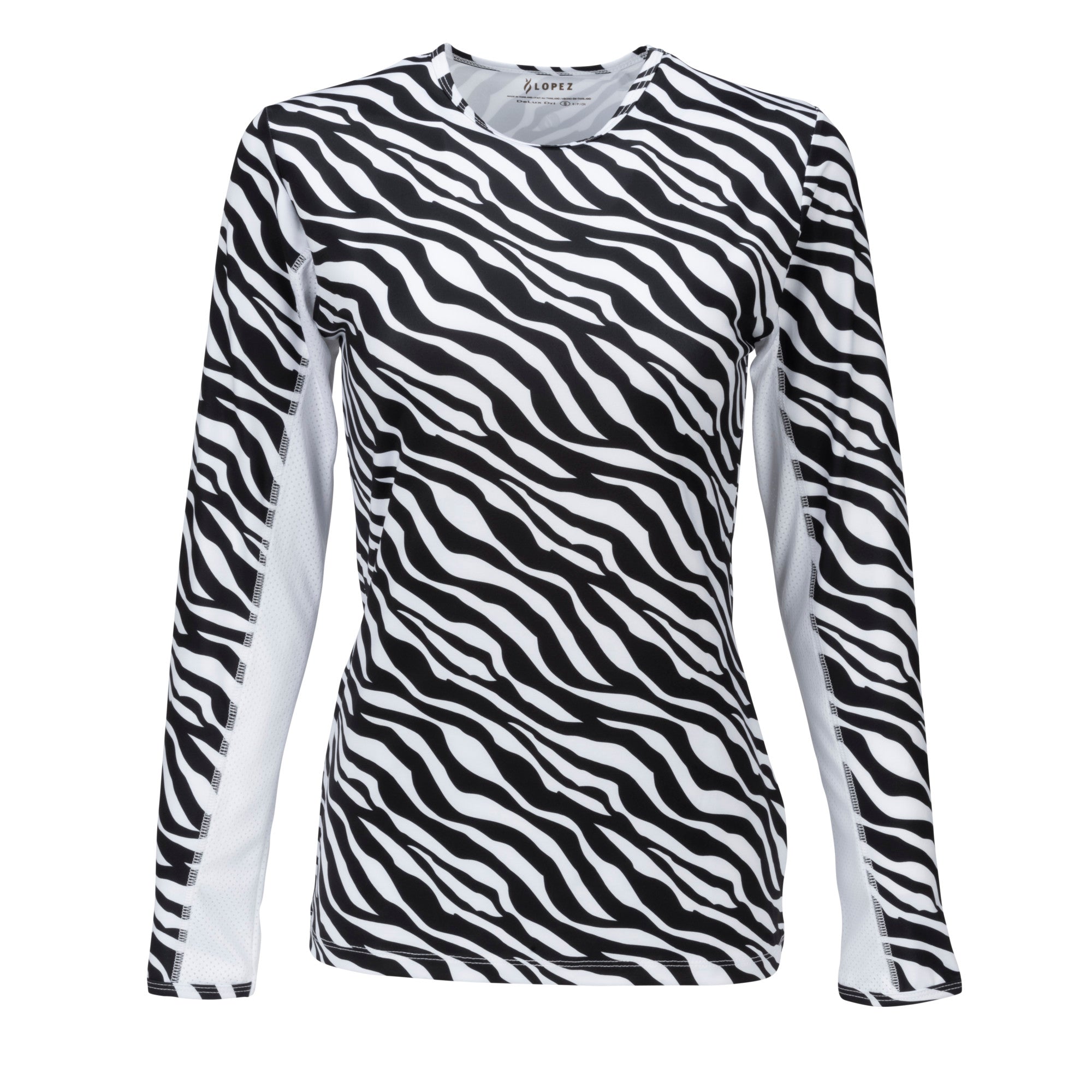 Nancy Lopez  Aspiration Long Sleeve (Upf 50+) Black/White (Roar Print)