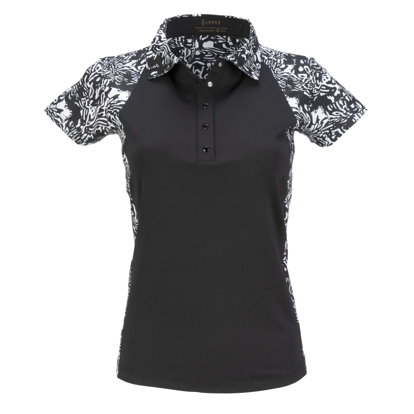 Nancy Lopez  Congo Short Sleeve Polo Black Multi