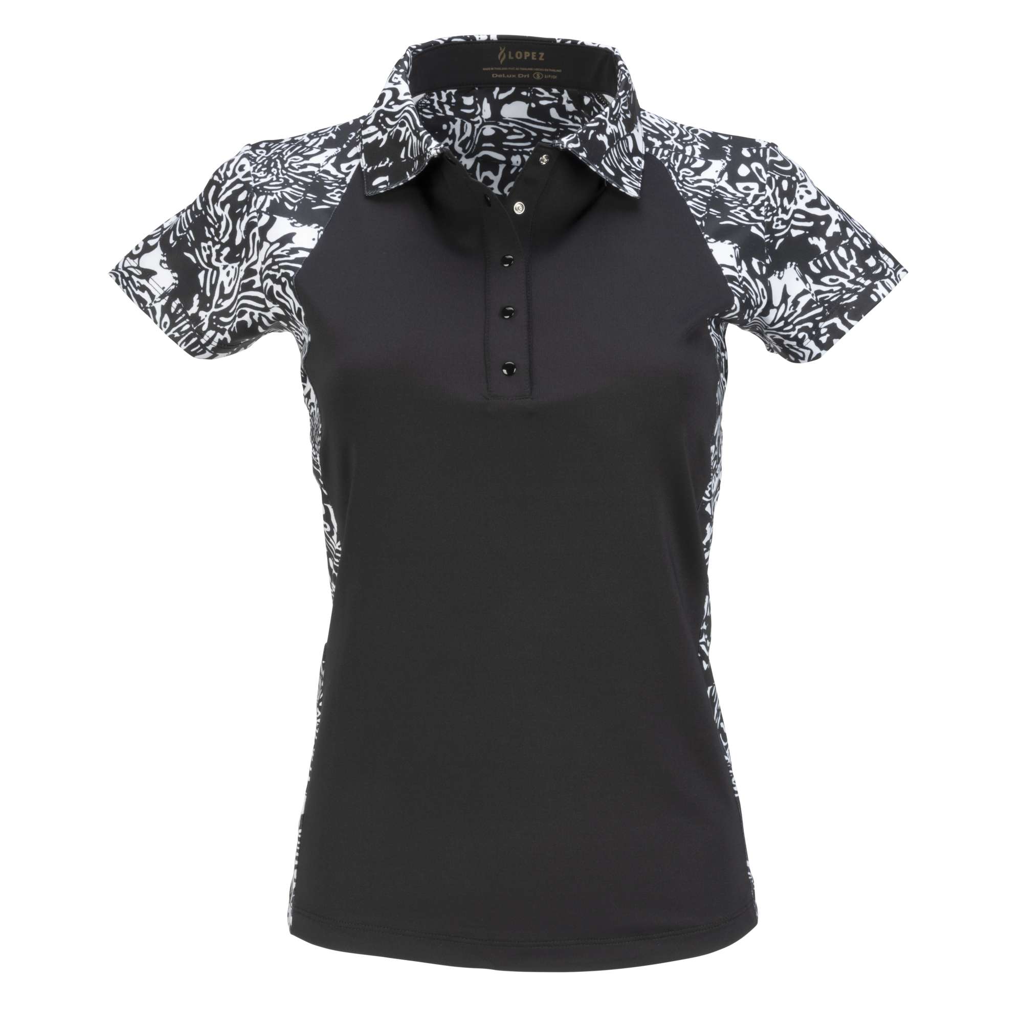 Nancy Lopez  Congo Short Sleeve Polo Black Multi
