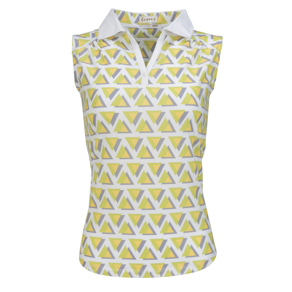 Nancy Lopez  Yuma Sleeveless Polo Plus White Multi