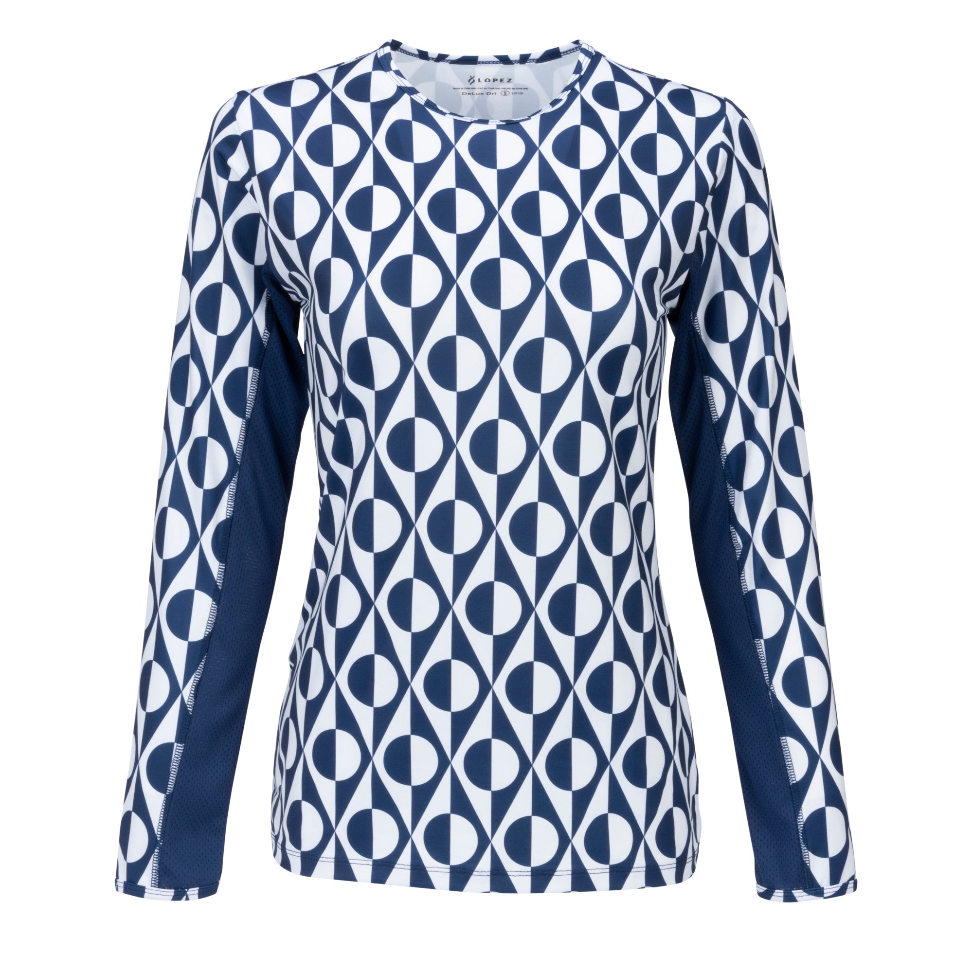 Nancy Lopez  Aspiration Long Sleeve (Upf 50+) Navy/White (Deco Print)