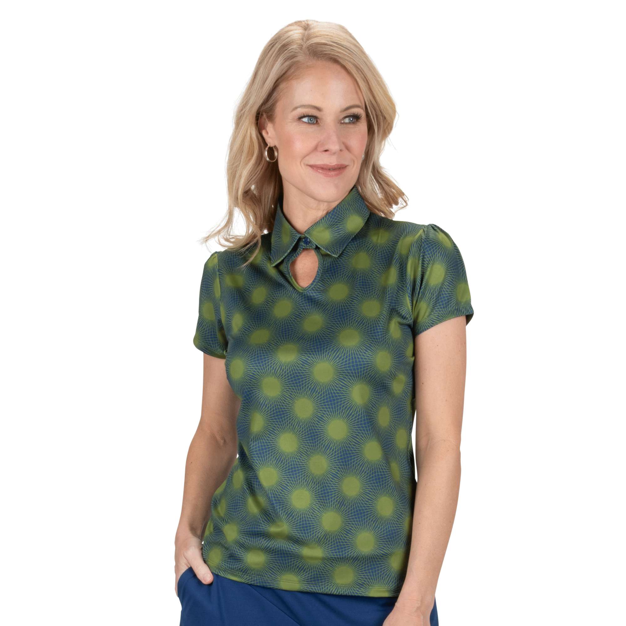 Nancy Lopez   Brilliant Short Sleeve Polo Navy Multi