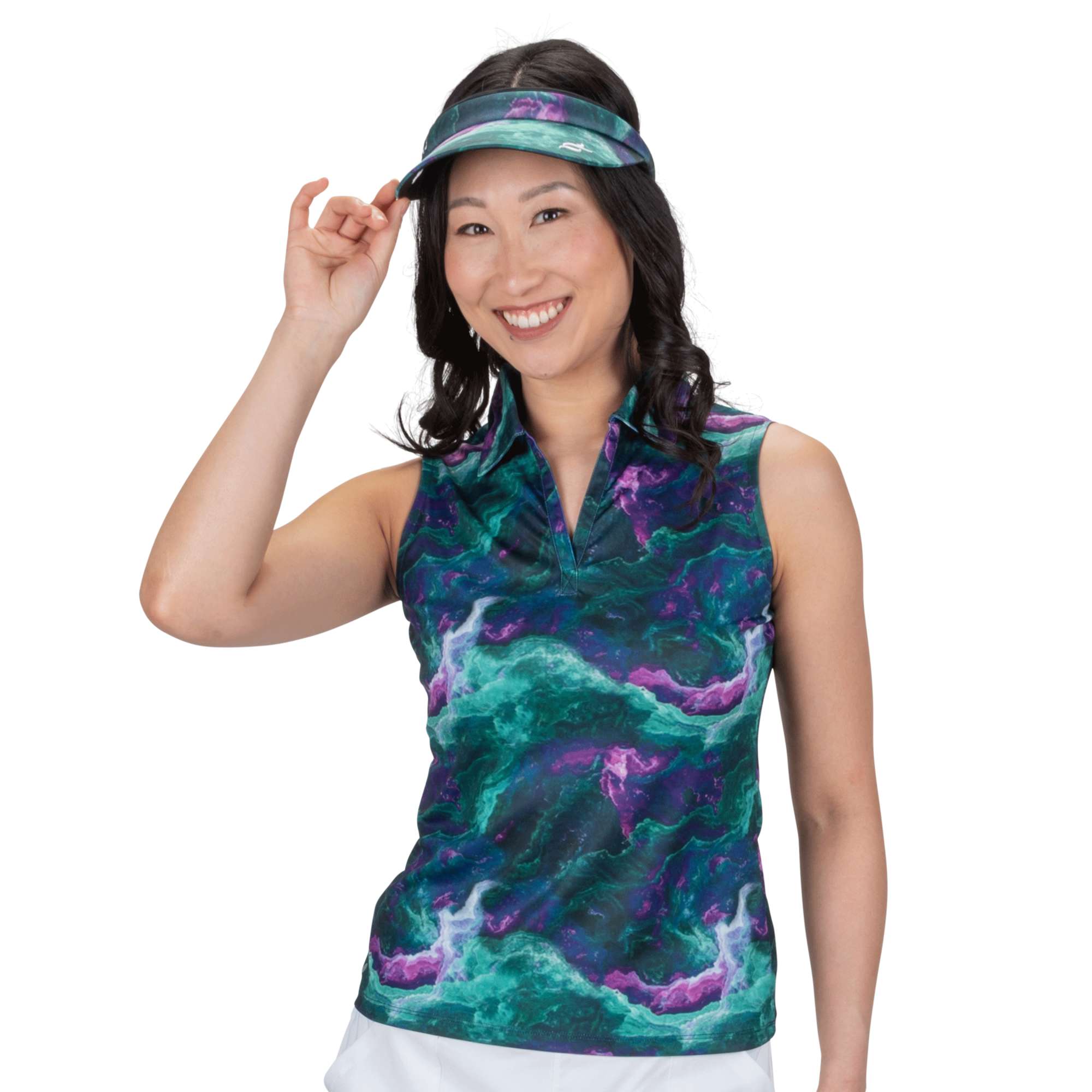 Nancy Lopez  Supra Sleeveless Polo Black Multi