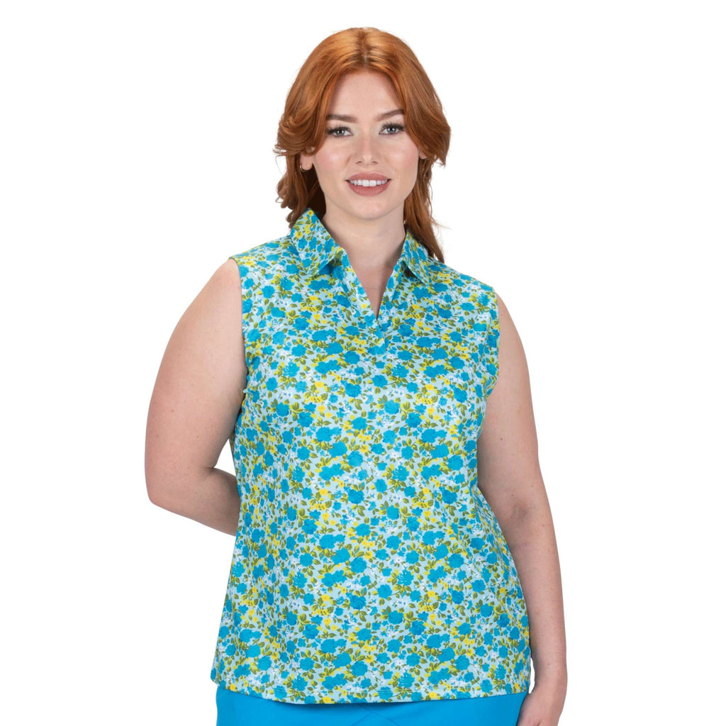 Nancy Lopez  Bloom Sleeveless Polo Plus Ice Multi