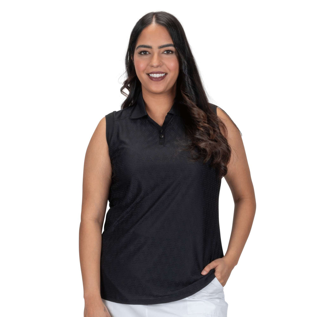 Nancy Lopez   Tempo Sleeveless Polo Plus Black