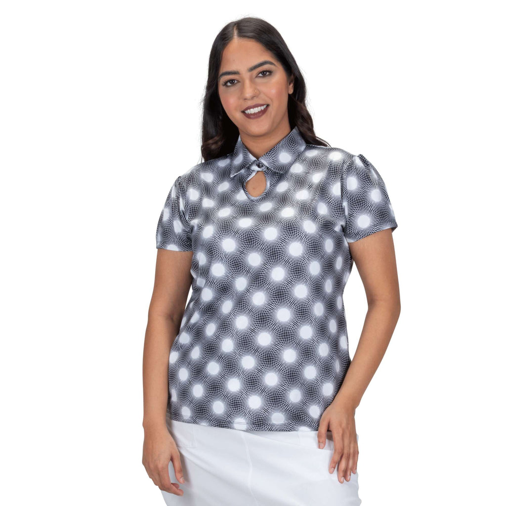 Nancy Lopez   Brilliant Short Sleeve Polo Plus Black Multi