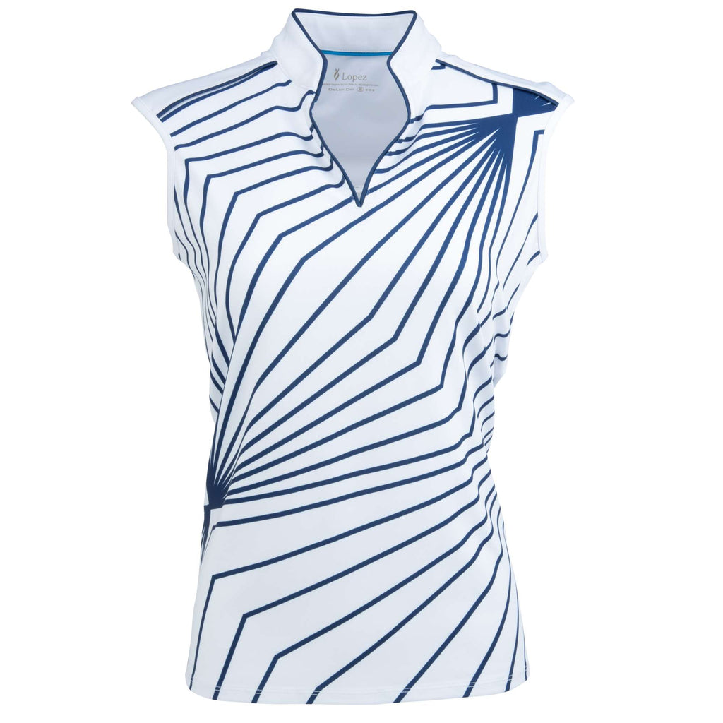 Nancy Lopez   Fractal Sleeveless Polo White Multi