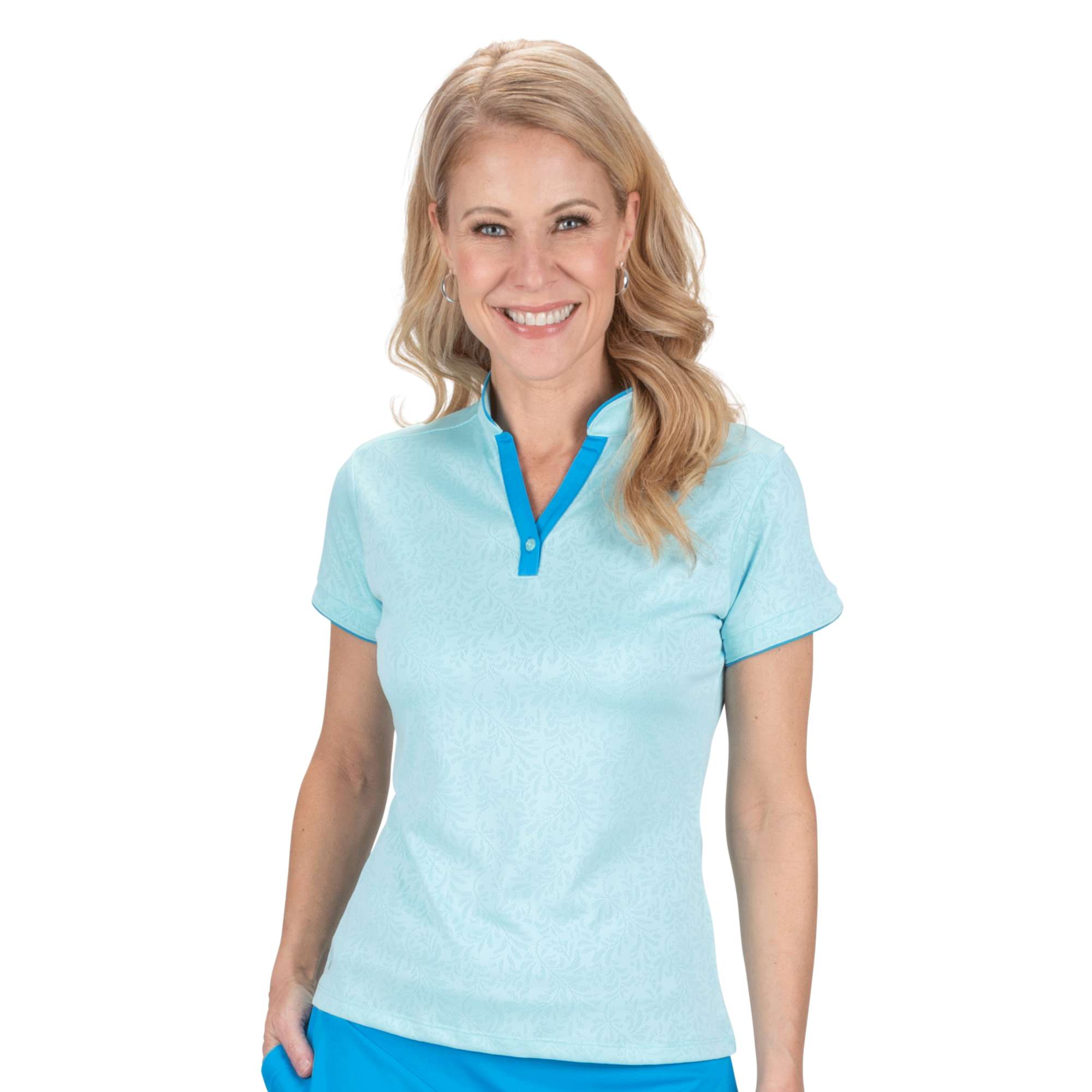 Nancy Lopez   Vine Short Sleeve Polo Ice Multi